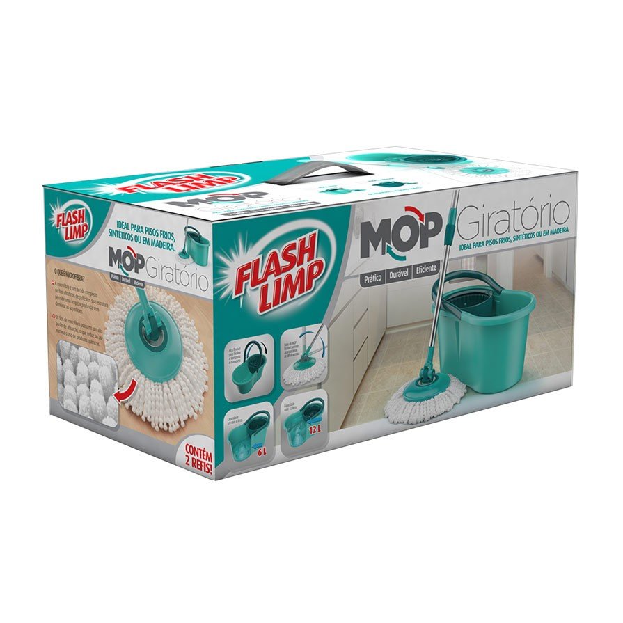 Balde Spin Mop 360 Com Esfregão Completo Com Mini Varal Oval 24