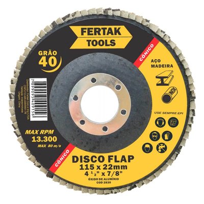 Disco flap cônico de 4 1/2 polegadas 115 mm grão 80 Fertak