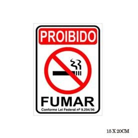 placa proibido fumar 15 20 cm