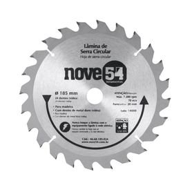 Lâmina De Serra Circular 7.1/4 Pol. 24 Dentes - 185mm x 20mm Nove54