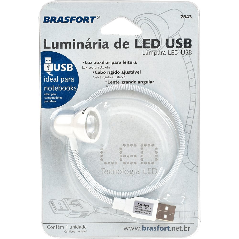 Luminária de LED para USB Cabo Rígido Ajustável 7843 - Brasfort
