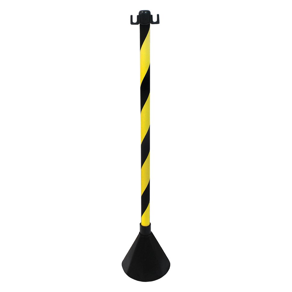 Pedestal de Plástico Zebrado Preto e Amarelo 90 cm, com 2 Ganchos