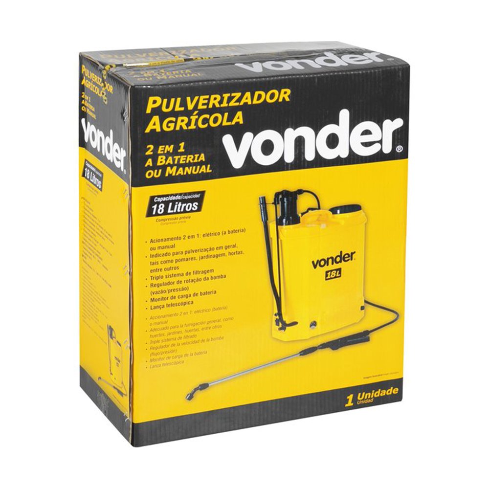 Pulverizador Costal 18 Litros 2 em 1, Manual ou a Bateria