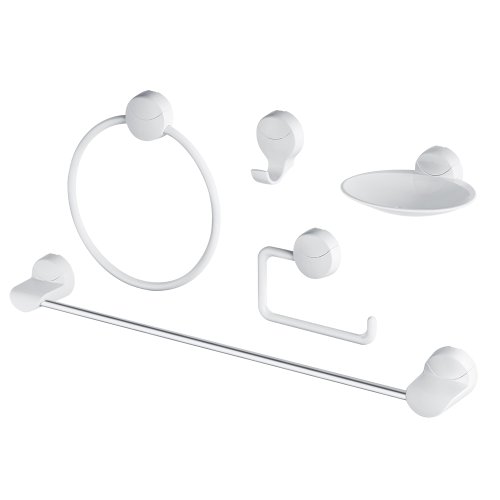 Kit de Acessórios para Banheiro Lavello Branco 05 Peças Herc