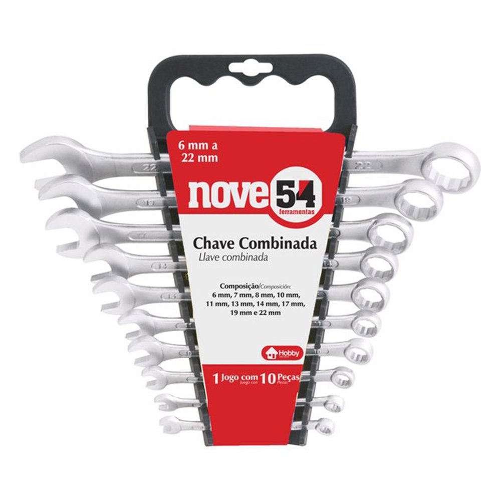 Chave Combinada Jogo 10 Peças (06-22mm) Bandeja Nove54