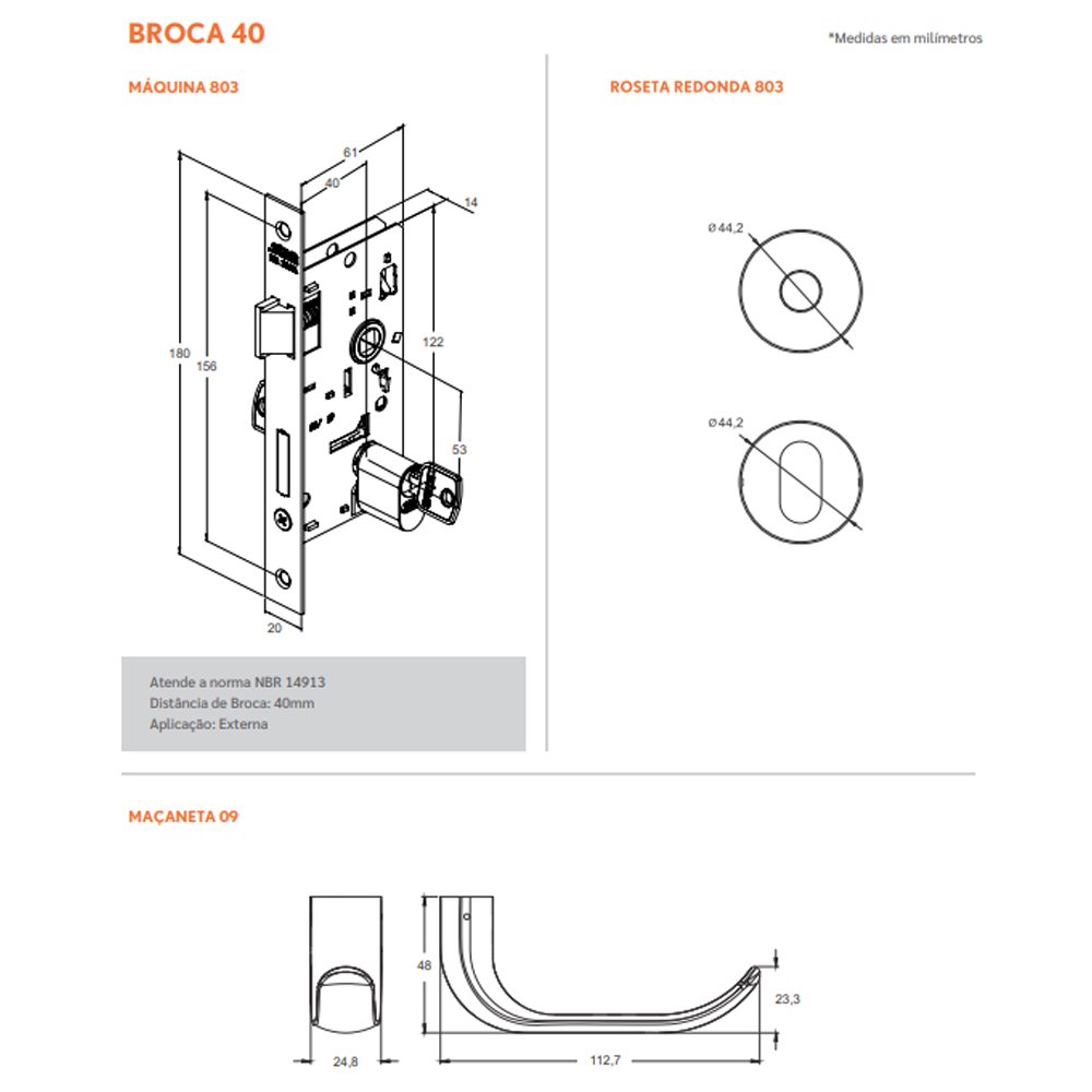 Fechadura Externa Fano 803/09 Roseta Antique E-Coat (G) Stam