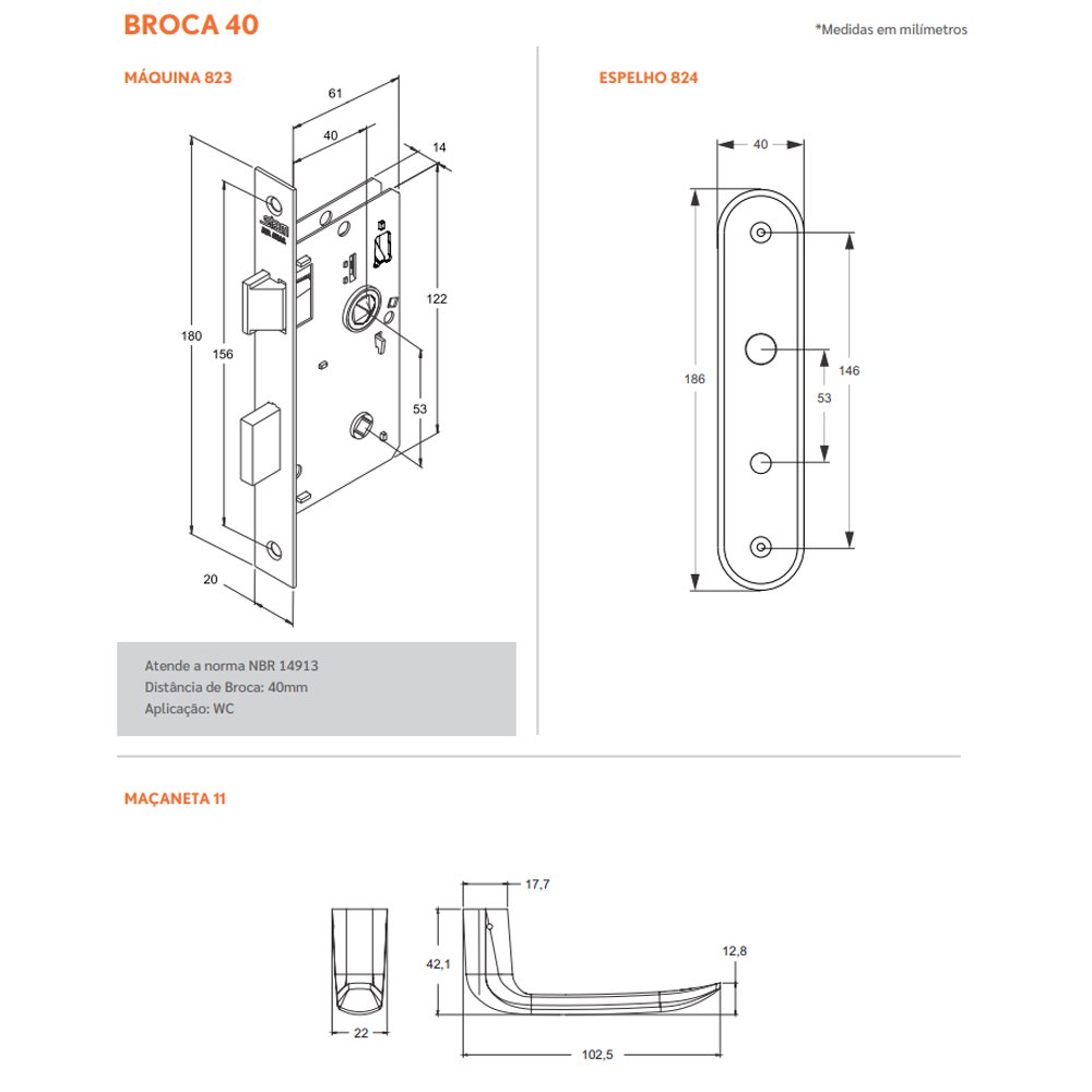Fechadura Para Banheiro Carpi 824/11 Espelho Antique E-Coat Stam