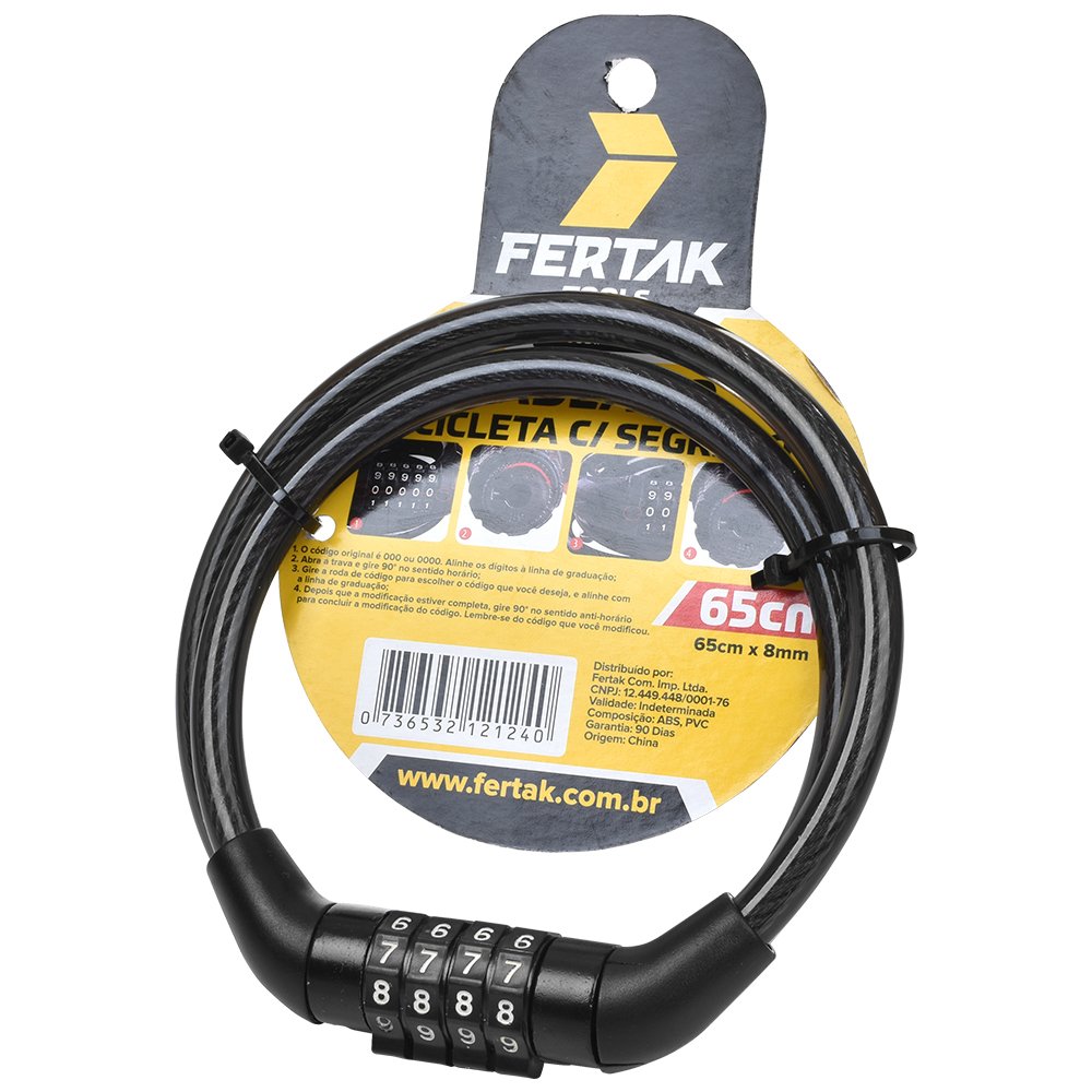 Cadeado para Bicicleta com Segredo 65 cm x 08 mm Fertak