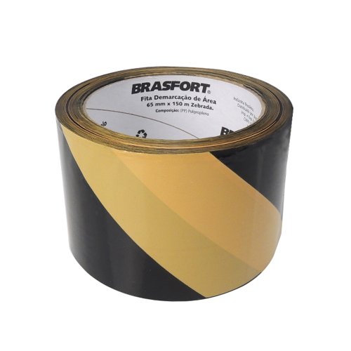 13603 fita zebrada para demarcacao de area 65mm x 150m brasfort