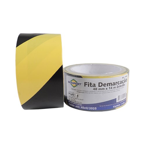 13604 fita zebrada para demarcacao de solo 48mm x 14m brasfort