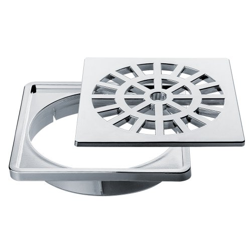 Herc - Grelha Quadrada 100mm com Porta Grelha Cromado para Caixa Sifonada Herc