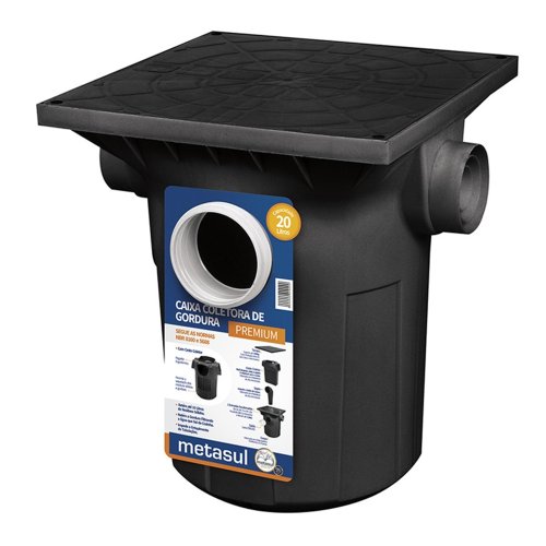 Caixa Coletora de Gordura Grande Premium Preta 41,2L Metasul