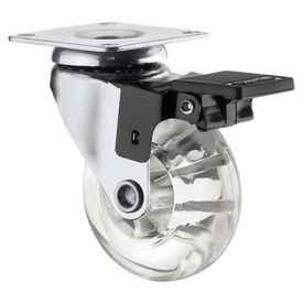 rodizio giratorio transparente em gel de poliuretano e aco com trava fertak