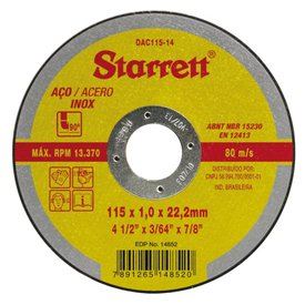 Disco de Corte Inox 4.1/2 Starrett