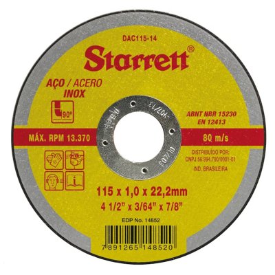 Disco de Corte Inox 4.1/2 Starrett