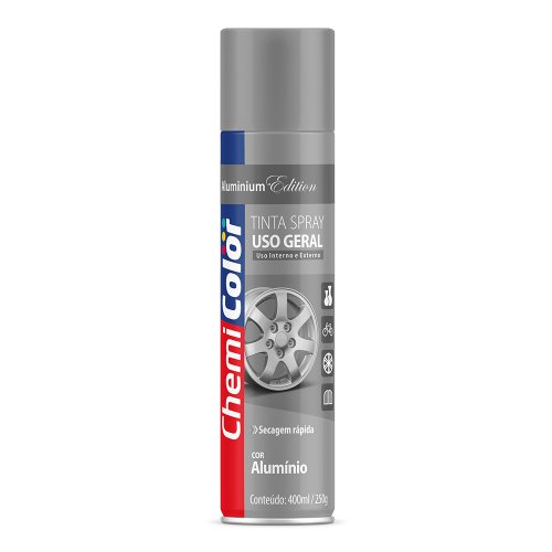 03 tinta spray uso geral 400ml 250g aluminio chemicolor