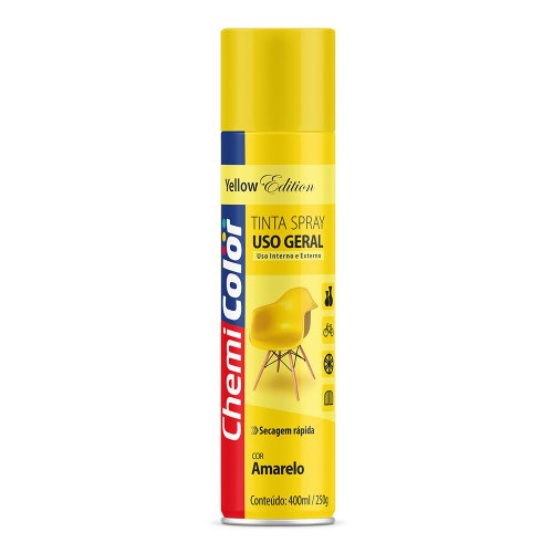 03 tinta spray uso geral 400ml 250g amarelo chemicolor