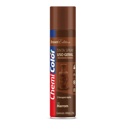 03 tinta spray uso geral 400ml 250g marrom chemicolor