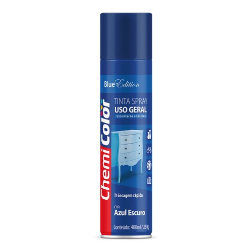 03 tinta spray uso geral 400ml 250g azul escuro chemicolor