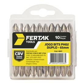 Jogo de Bits PH02 - Duplo com 10 Peças de Aço Cromo Vanádio 65mm