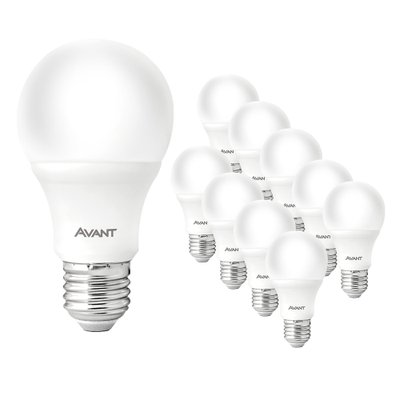 Kit com 10 lampadas LED Pera 12W 6500K base E-27 Avant