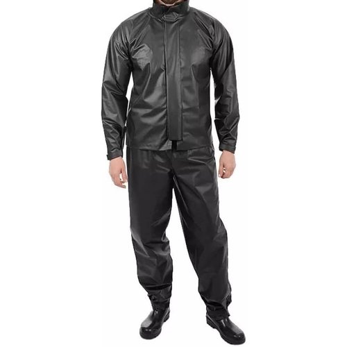 Capa de Chuva para Motoqueiro em PVC Preto Impermeável GG