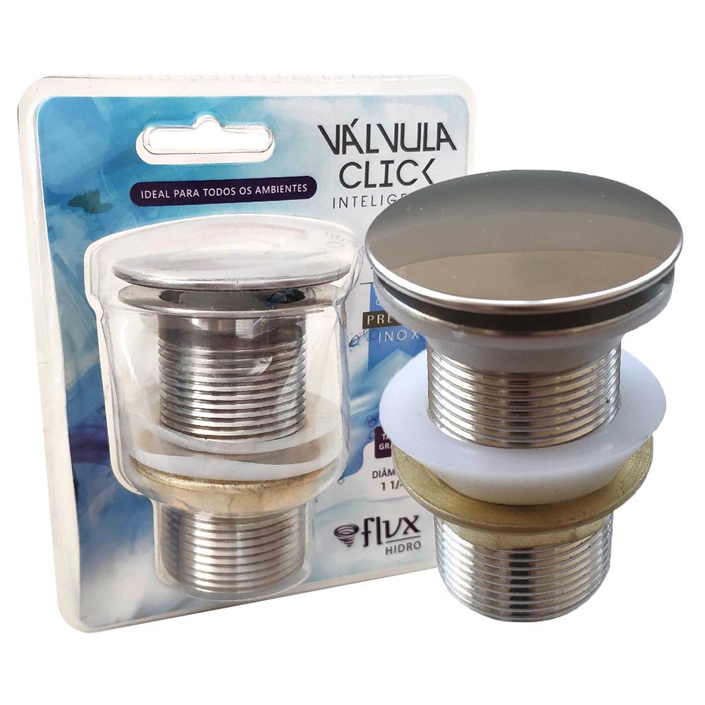 Válvula Click para Lavatório 1.1/4'' em Inox com Tampa Grande FLVX