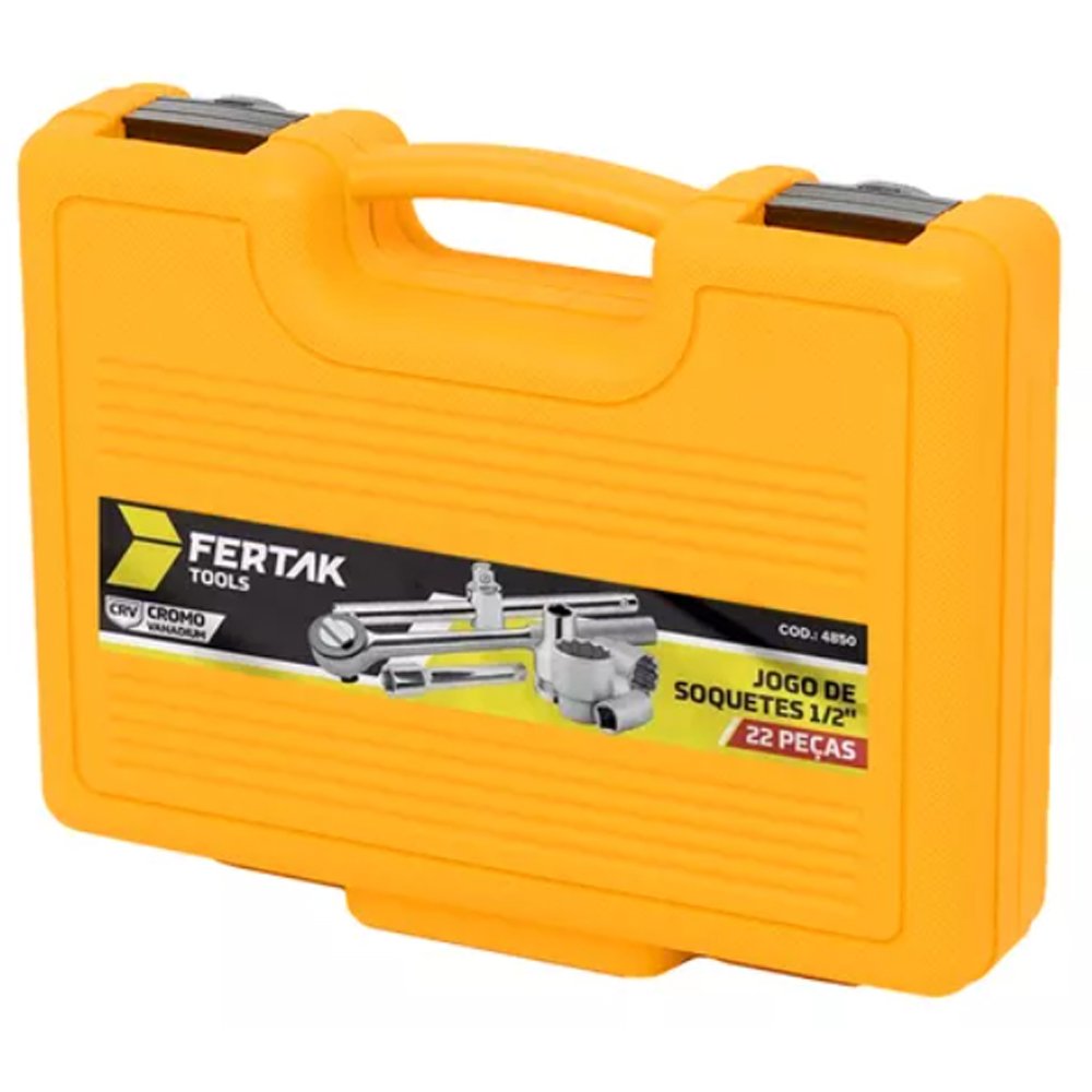 Jogo de Soquetes 1/2'' Maleta com 22 Peças de 8 a 32mm Fertak