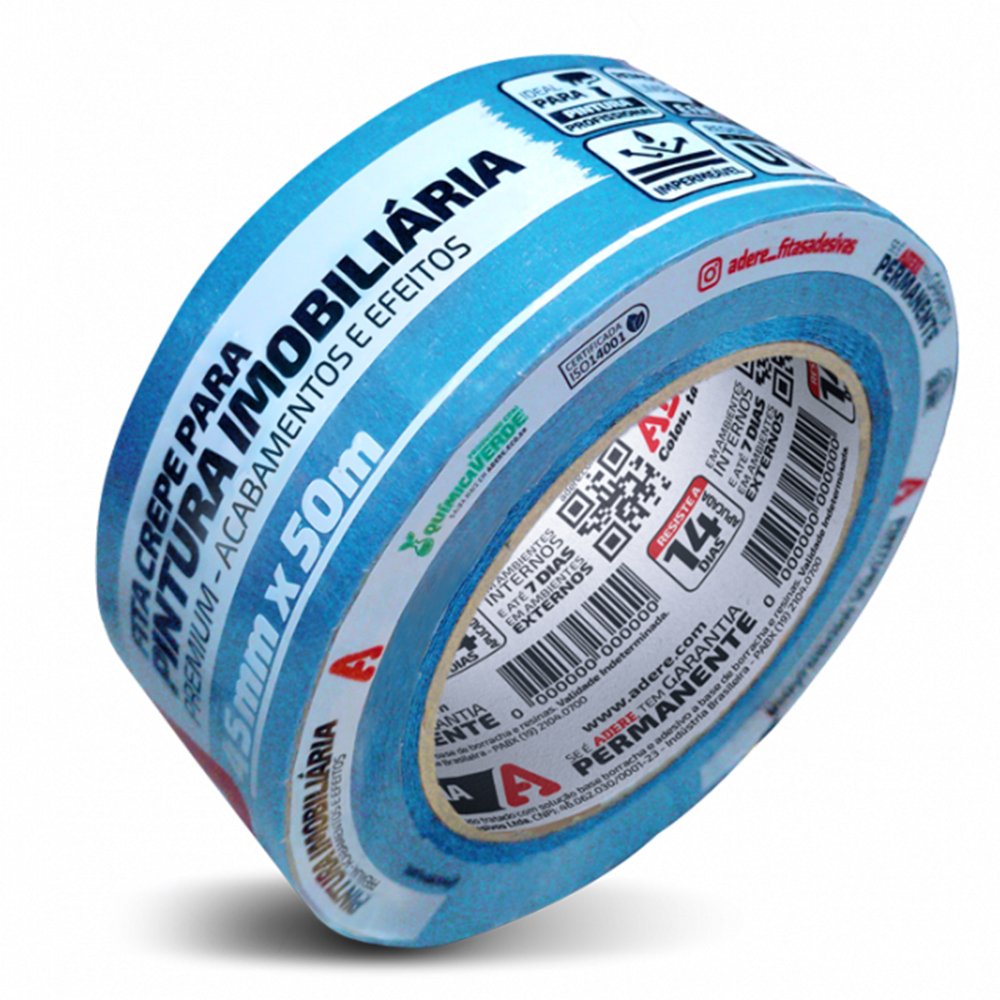 Fita Crepe Para Pintura Imobiliária Pro 427S 18mm X 50 Metros - 43108703 - Adere