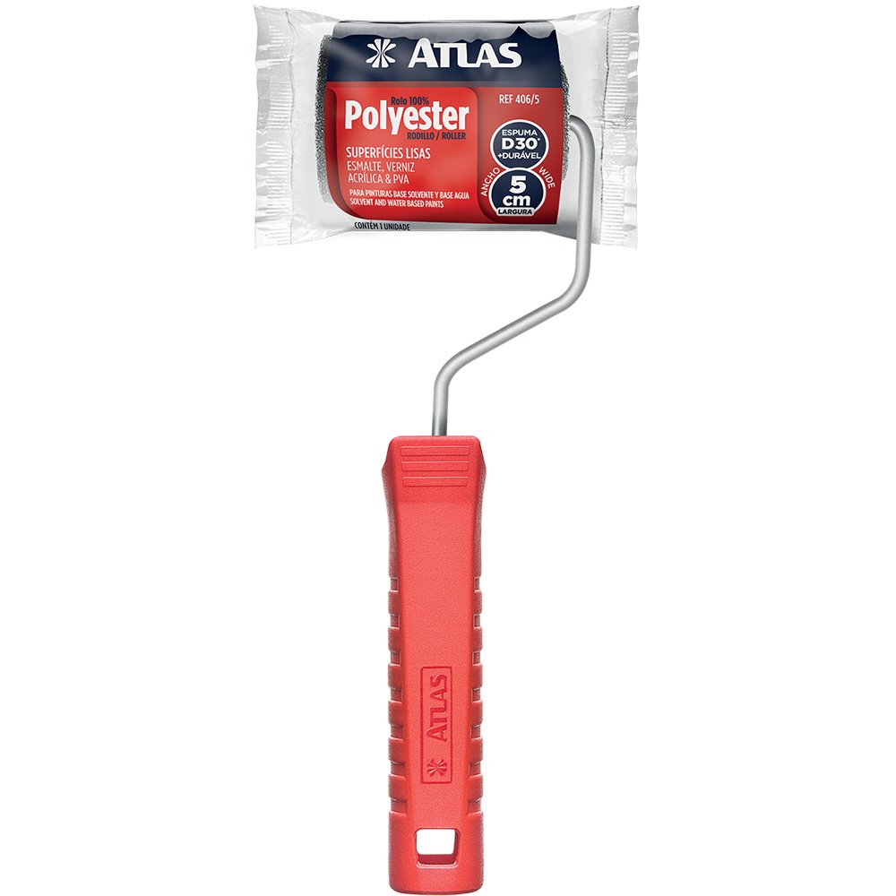Rolo de Espuma Cinza de 09 cm com Cabo Modelo 406 Atlas