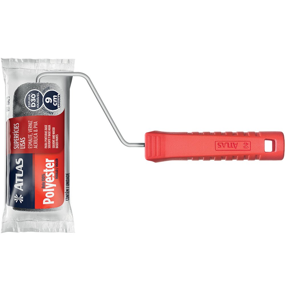 Rolo de Espuma Cinza de 09 cm com Cabo Modelo 406 Caixa com 36