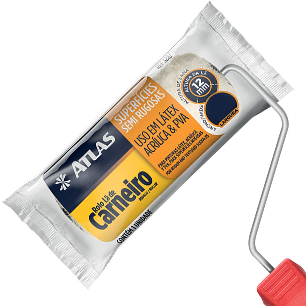 Rolo de Lã de Carneiro 05 cm, com Cabo Modelo 328 Caixa com 24