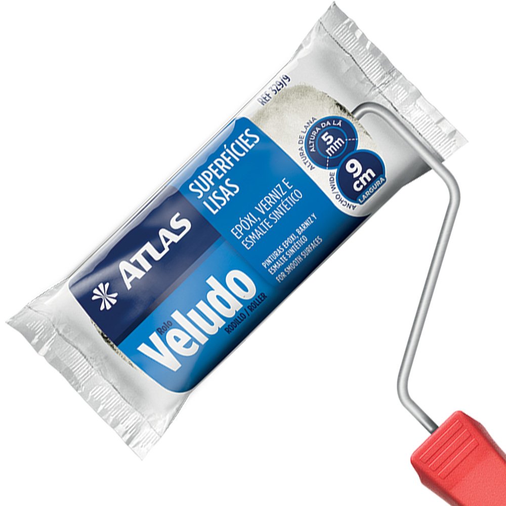 Rolo de Lã de Carneiro Veludo 9cm com Cabo Modelo 329 Atlas