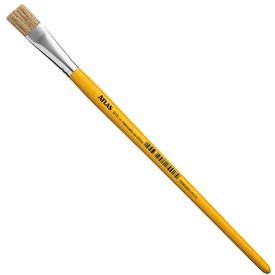 2 pincel artistico achatado cerdas brancas e cabo amarelo modelo 915 atlas
