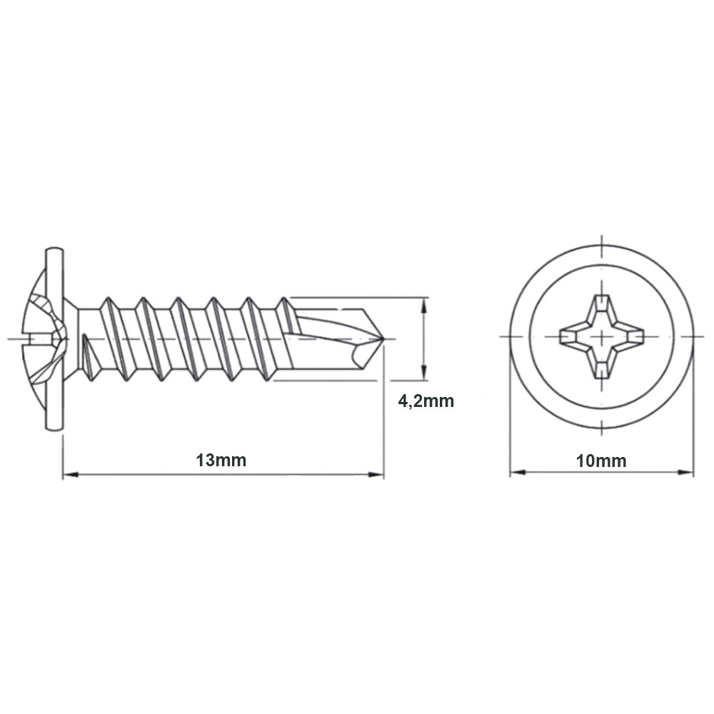 Parafuso para Drywall com Cabeça Flange Dentada e Ponta Broca 4