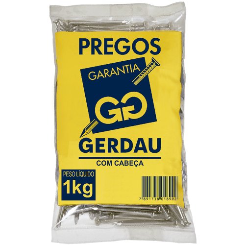 Prego Polido com Cabeça 17 x 27 Caixa com 20Kg (20 x 1Kg) Gerdau
