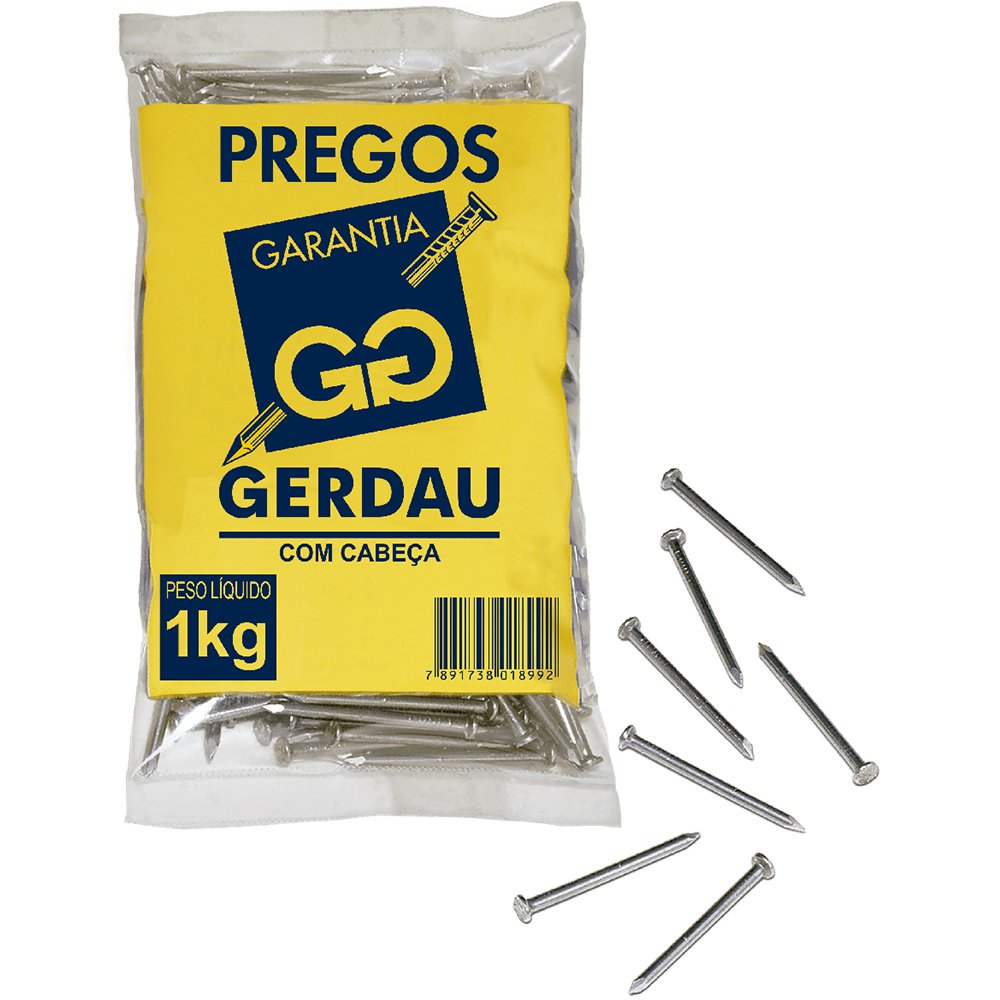Prego Polido com Cabeça 12 x 12 Caixa com 20Kg (20 x 1Kg) Gerdau