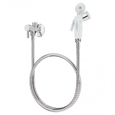 Kit Ducha Higiênica Pop Branca c/ Registro e Flexível Inox 1,20 m
