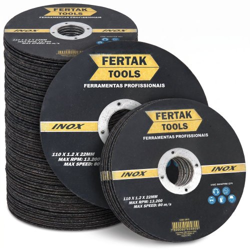 Kit 50 Discos de Corte Inox 4.1/2" X 1,2 X 22mm Fertak